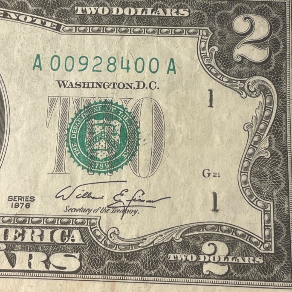 1976 Bicentennial Low #A00928400A Two Dollar Bill RARE   #205712142005 - Picture 4 of 6